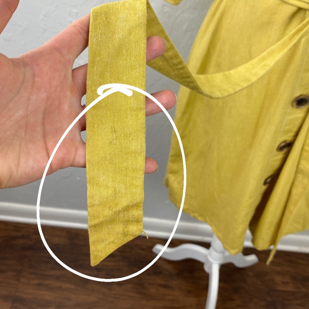 New York & Co x Eva Mendes yellow linen blend shirt dress Medium - Picture 15 of 15